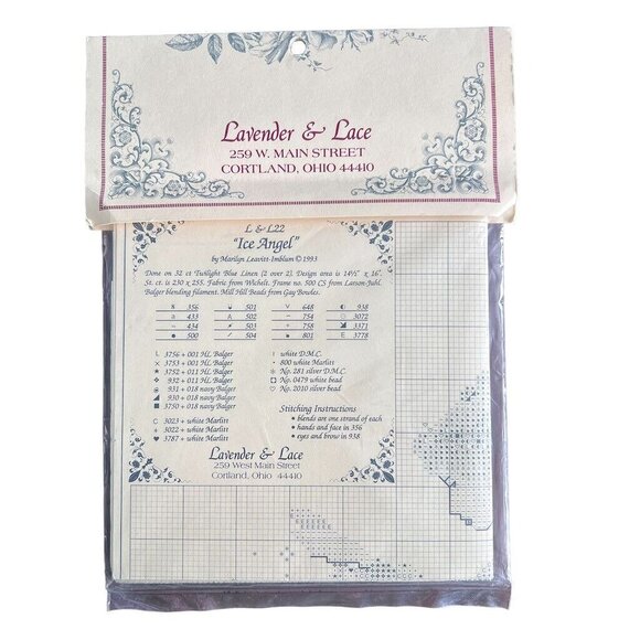 Vtg Cross Stitch Lavender Lace Ice Angel Pattern 22 Victorian Designs - Picture 3 of 5